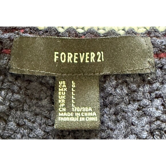 Forever 21 Women’s Preppy Cable Knit Cardigan Ivy League Varsity Academia Sz Lg - Picture 5 of 8